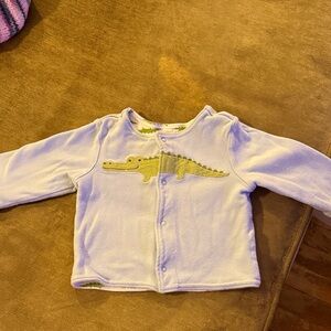 Baby/Toddler Light Cream Snap-Front Top with Green Crocodile Applique